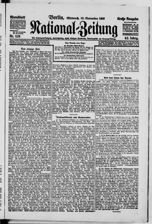 Nationalzeitung vom 10.11.1909