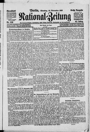 Nationalzeitung vom 16.11.1909