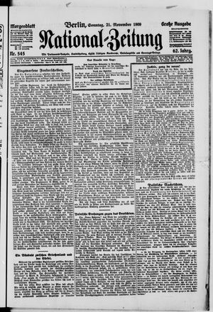 Nationalzeitung vom 21.11.1909