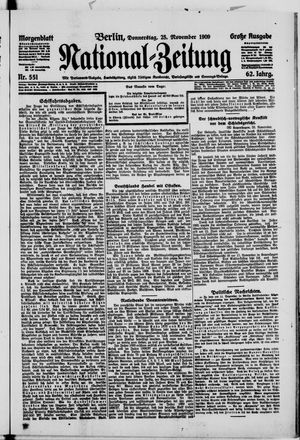 Nationalzeitung vom 25.11.1909