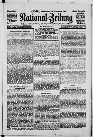 Nationalzeitung vom 25.11.1909