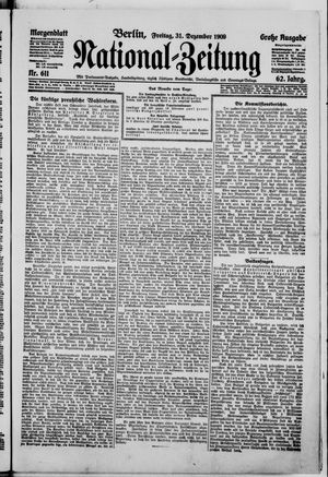 Nationalzeitung vom 31.12.1909