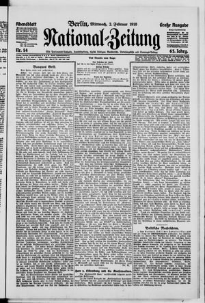 Nationalzeitung vom 02.02.1910