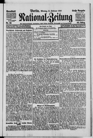Nationalzeitung vom 21.02.1910