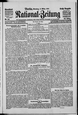 Nationalzeitung vom 08.03.1910
