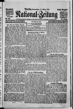 Nationalzeitung vom 31.03.1910