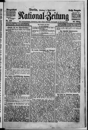 Nationalzeitung vom 01.04.1910