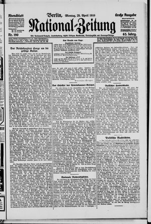 Nationalzeitung vom 25.04.1910