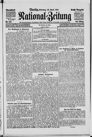 Nationalzeitung vom 26.04.1910