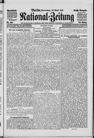 Nationalzeitung vom 28.04.1910