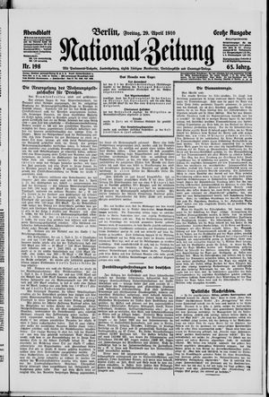 Nationalzeitung vom 29.04.1910