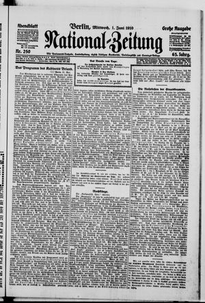 Nationalzeitung vom 01.06.1910