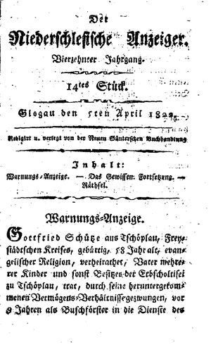 Der niederschlesische Anzeiger on Apr 5, 1822