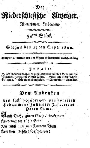 Der niederschlesische Anzeiger vom 27.09.1822