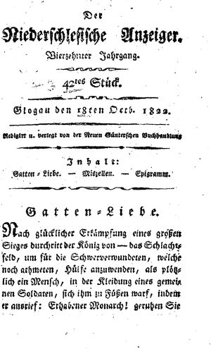 Der niederschlesische Anzeiger vom 25.10.1822