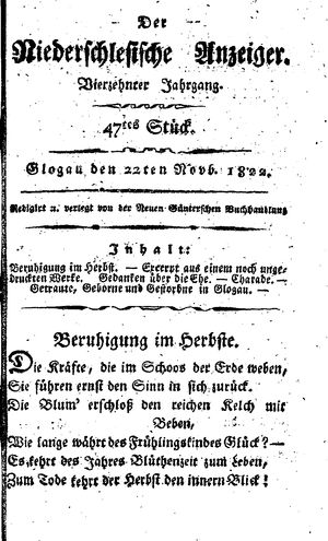 Der niederschlesische Anzeiger on Nov 22, 1822