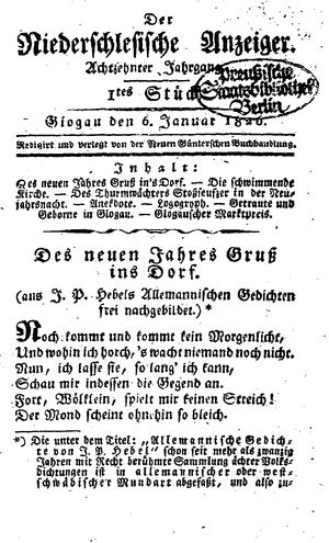 Der niederschlesische Anzeiger on Jan 6, 1826
