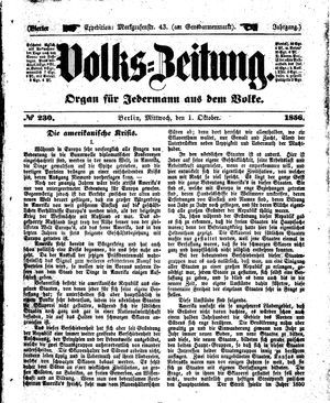 Volks-Zeitung on Oct 1, 1856