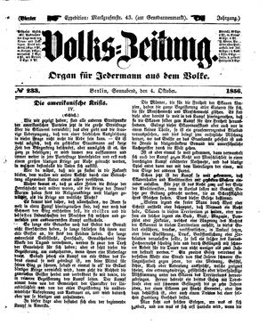 Volks-Zeitung vom 04.10.1856