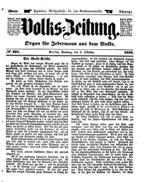 Volks-Zeitung vom 05.10.1856