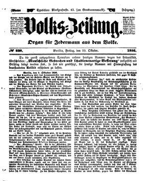 Volks-Zeitung vom 10.10.1856