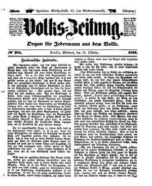 Volks-Zeitung vom 15.10.1856