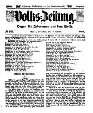 Volks-Zeitung on Oct 18, 1856