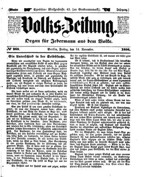 Volks-Zeitung vom 14.11.1856
