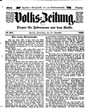 Volks-Zeitung vom 20.11.1856