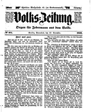 Volks-Zeitung vom 22.11.1856