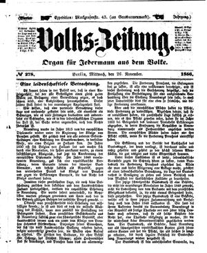 Volks-Zeitung vom 26.11.1856