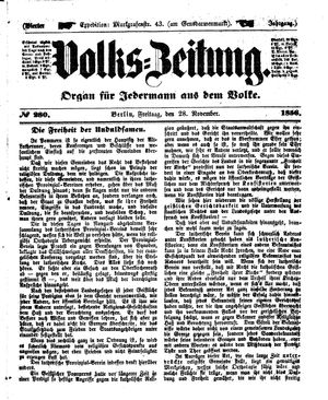 Volks-Zeitung vom 28.11.1856