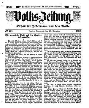Volks-Zeitung vom 29.11.1856