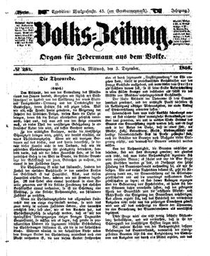 Volks-Zeitung vom 03.12.1856