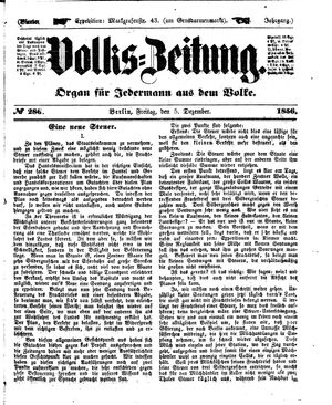 Volks-Zeitung vom 05.12.1856