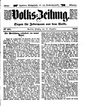 Volks-Zeitung vom 16.12.1856