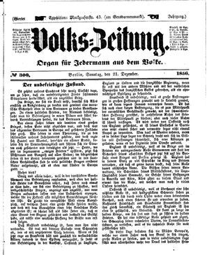 Volks-Zeitung on Dec 21, 1856