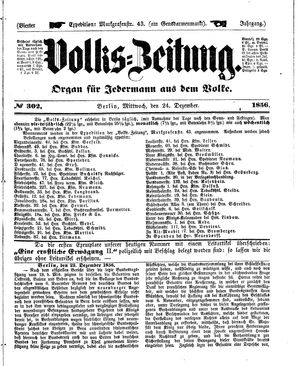 Volks-Zeitung vom 24.12.1856