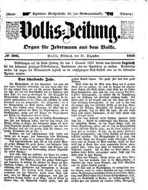 Volks-Zeitung vom 31.12.1856