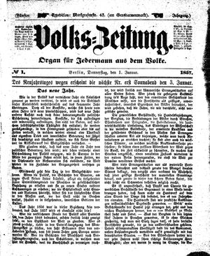 Volks-Zeitung vom 01.01.1857