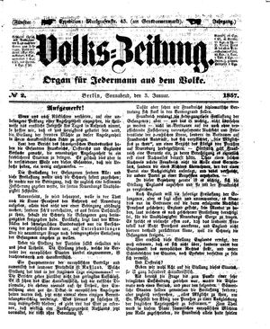 Volks-Zeitung vom 03.01.1857