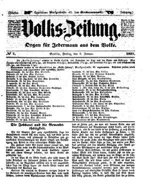 Volks-Zeitung vom 09.01.1857