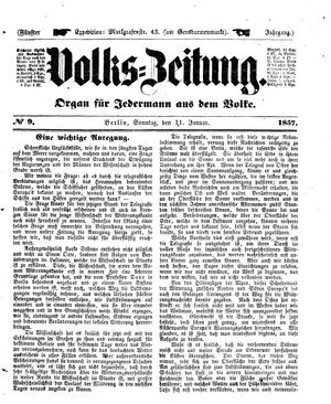Volks-Zeitung vom 11.01.1857