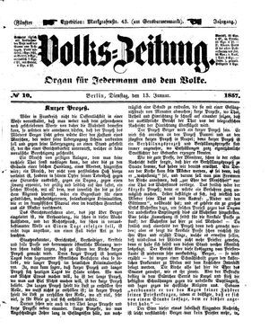 Volks-Zeitung vom 13.01.1857