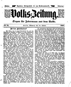 Volks-Zeitung vom 14.01.1857