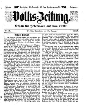 Volks-Zeitung vom 17.01.1857