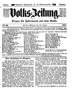 Volks-Zeitung vom 28.01.1857