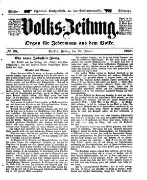 Volks-Zeitung vom 30.01.1857