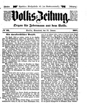 Volks-Zeitung vom 31.01.1857