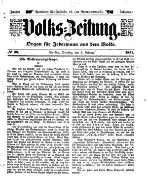 Volks-Zeitung vom 03.02.1857